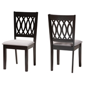 Baxton Studio Florencia Modern Grey Fabric and Espresso Brown Finished Wood 2-Piece Dining Chair Set